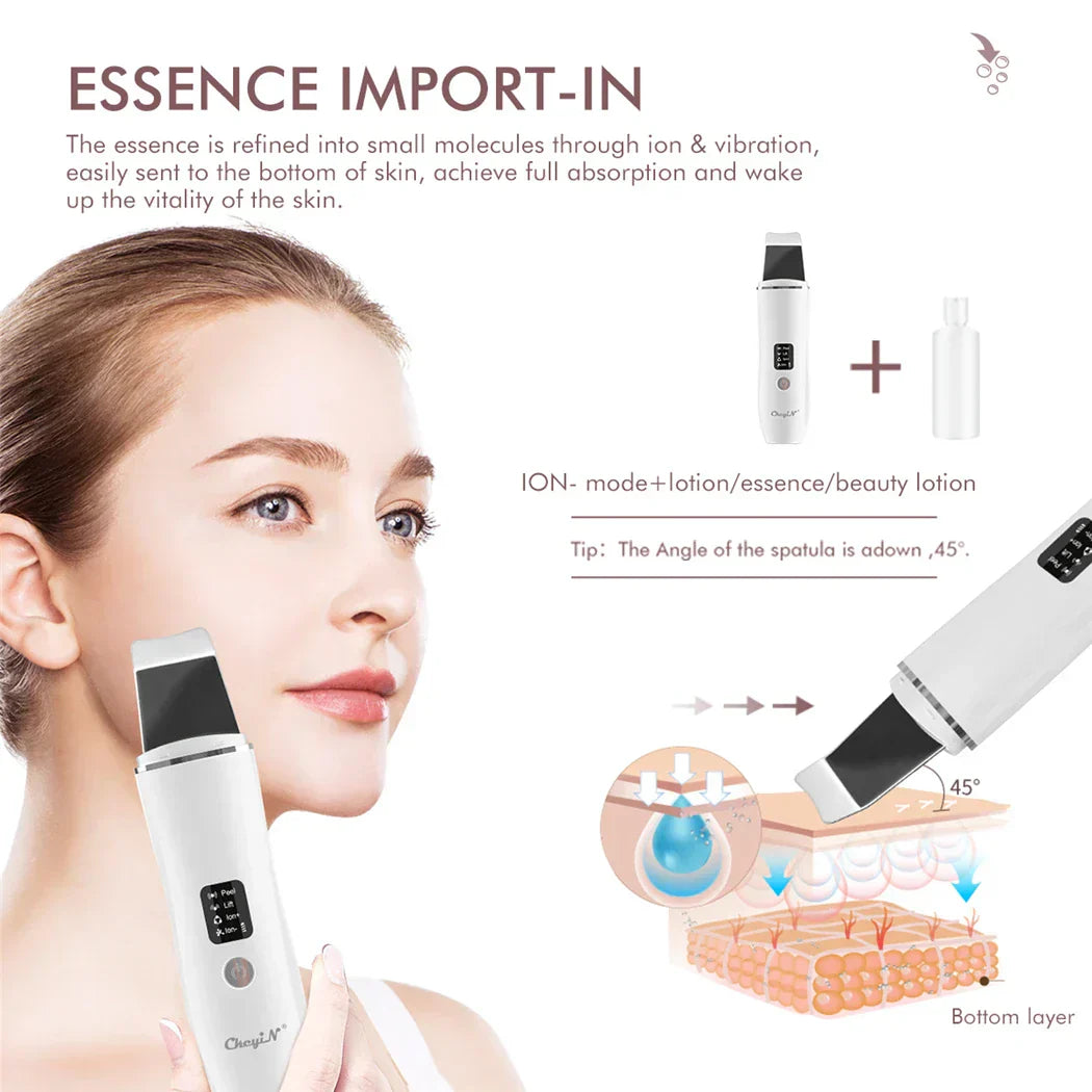Ultrasonic Skin Scrubber, EMS Massager, LED Light Therapy Beauty - Illuminate, Lift, and Rejuvenate Your Skin