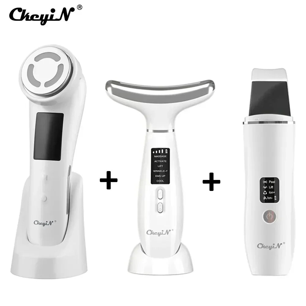 Ultrasonic Skin Scrubber, EMS Massager, LED Light Therapy Beauty - Illuminate, Lift, and Rejuvenate Your Skin